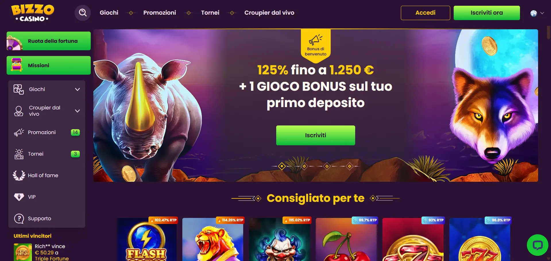Bizzo casino Italia piattaforma